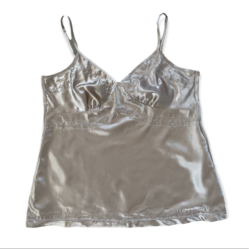 Y2K Gold Beaded Satin Tank Top